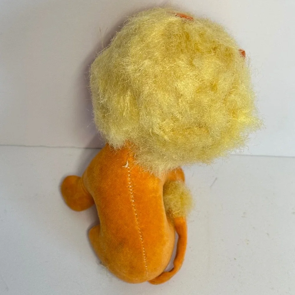 Vintage Plush Stuffed Lion Toy Small Orange Made in Japan‎ MCM Retro